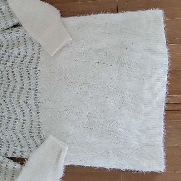 Sleeping on Snow Anthropologie Eyelash Sweater Dress White Gray S Wool Alpaca - Picture 4 of 10